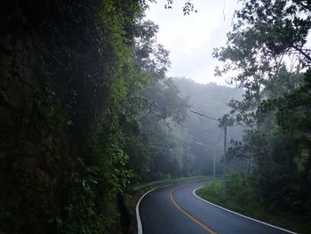 Road amidst trees against sky
