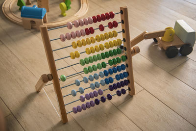 Close-up of abacus on table