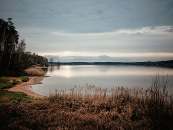 Scenic view of lake against sky