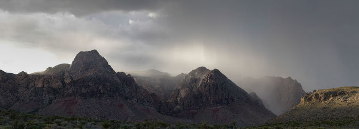 Panoramic view of mountain range against sky