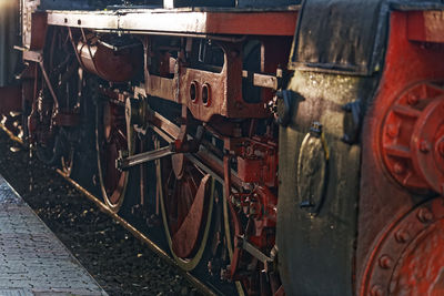 Close-up of train on railroad track