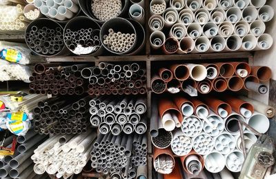 Various pipes in warehouse