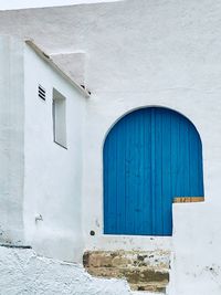 Closed door of building