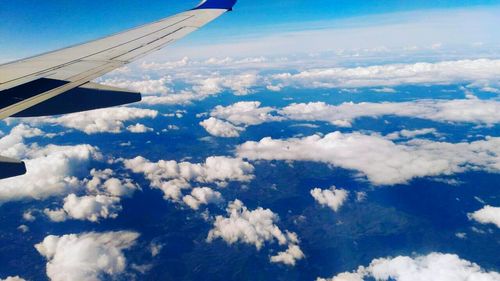 Cropped image of airplane flying over landscape