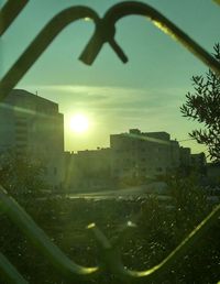 View of buildings at sunset