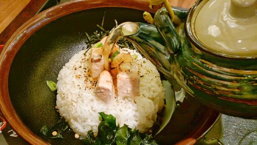 High angle view of food in bowl