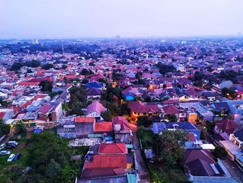 High angle view of townscape against sky