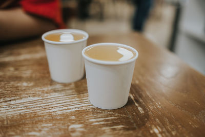 Close-up of coffee cup on table