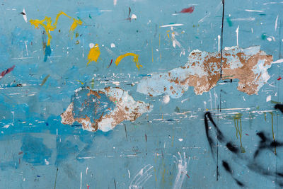 Detail of a graffiti blue-colored texture. pelourinho, salvador, bahia, brazil.