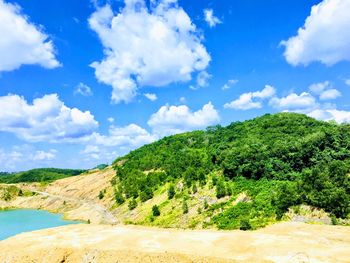 Scenic view of land against sky