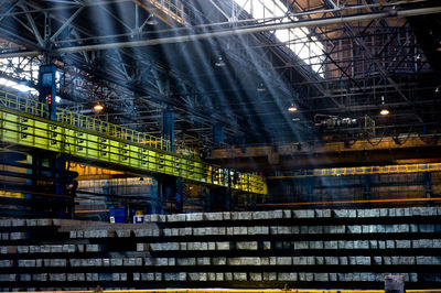 Interior of industry on sunny day