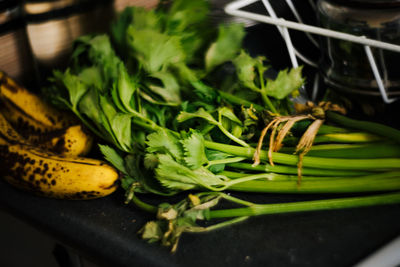 High angle view of vegetables in container