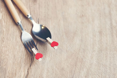 Close-up of heart shape on table