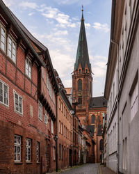 Beautiful ciytscape with medieval colorful architecture in lüneburg, lower saxony, germany