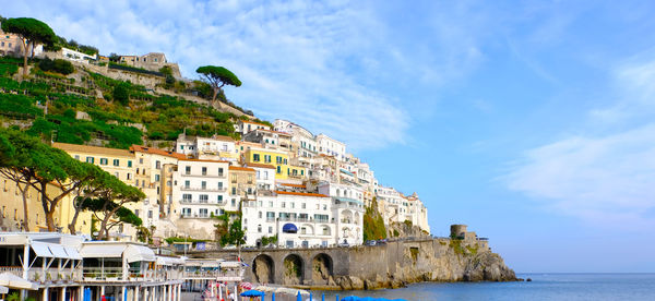 Tourist with landscape view at amalfi coast famous landmark at italy.