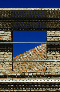 Low angle view of building against blue sky