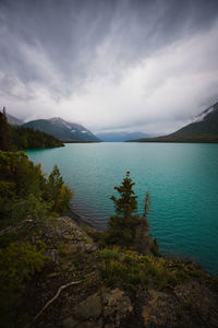 Scenic view of lake against sky