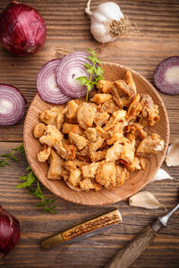 High angle view of food on table