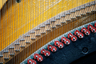 Close-up of multi colored pencils in row