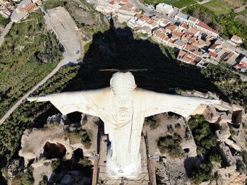 High angle view of historic building