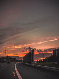 Road against sky during sunset