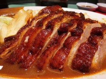 Close-up of meal served in plate