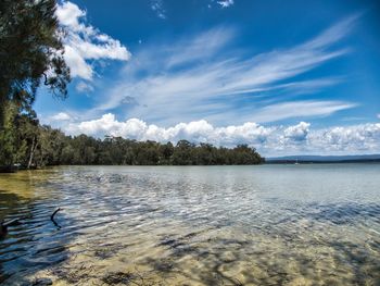 Scenic view of lake against sky