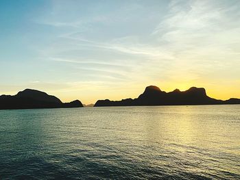 Scenic view of sea against sky during sunset