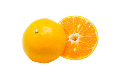 Close-up of oranges against white background