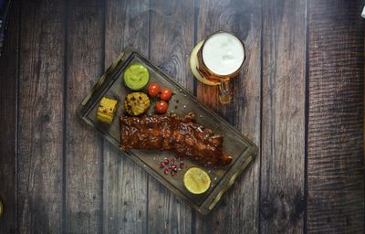 High angle view of food on table