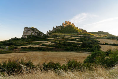 View of the peak of cellorigo in la rioja region. view at sunset