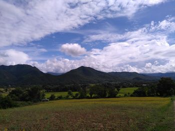 Scenic view of field against sky