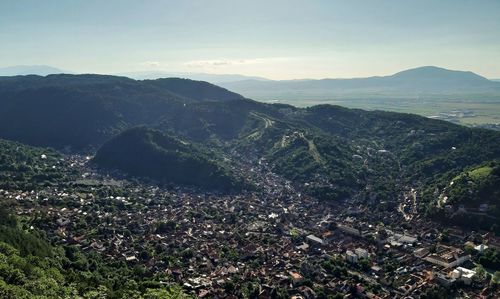 High angle view of townscape against sky
