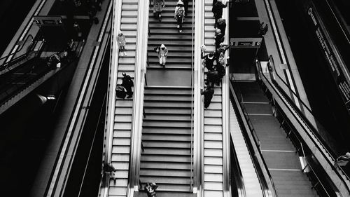 High angle view of escalator