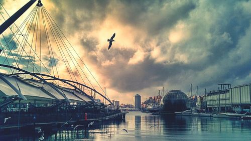 View of bridge against cloudy sky