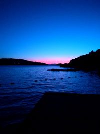 Scenic view of sea against clear sky during sunset