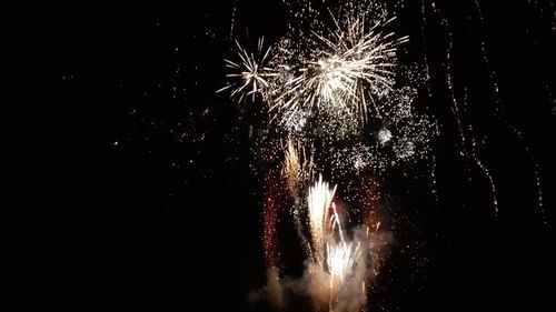 Low angle view of firework display at night