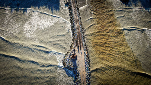 High angle view of people on land