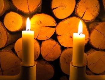 Close-up of illuminated candles