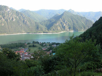 Scenic view of lake and mountains