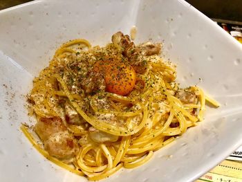 High angle view of food in bowl