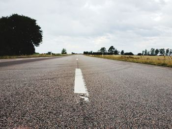 Surface level of empty road against sky