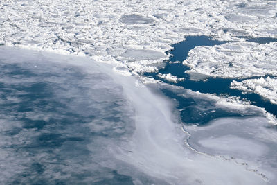 Close-up of frozen water