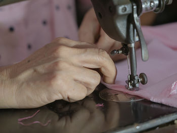 Close-up of hands working