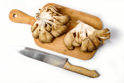 High angle view of food on cutting board