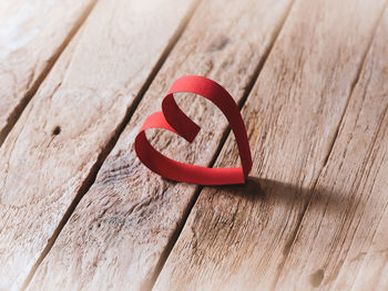 Close-up of heart shape on table