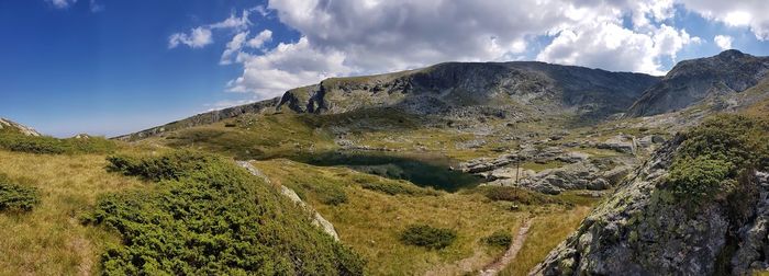 Panoramic view of mountains against sky