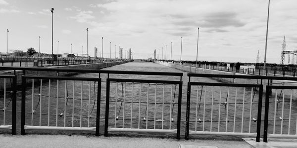 View of bridge in city against sky