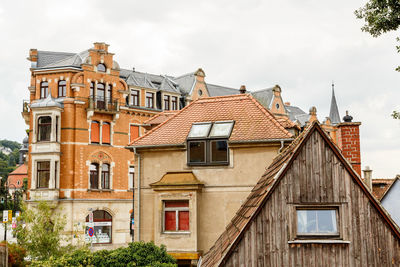 Low angle view of residential building against sky