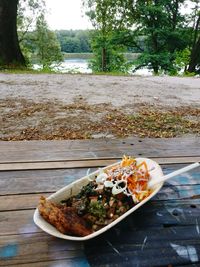 Close-up of food in plate on table
